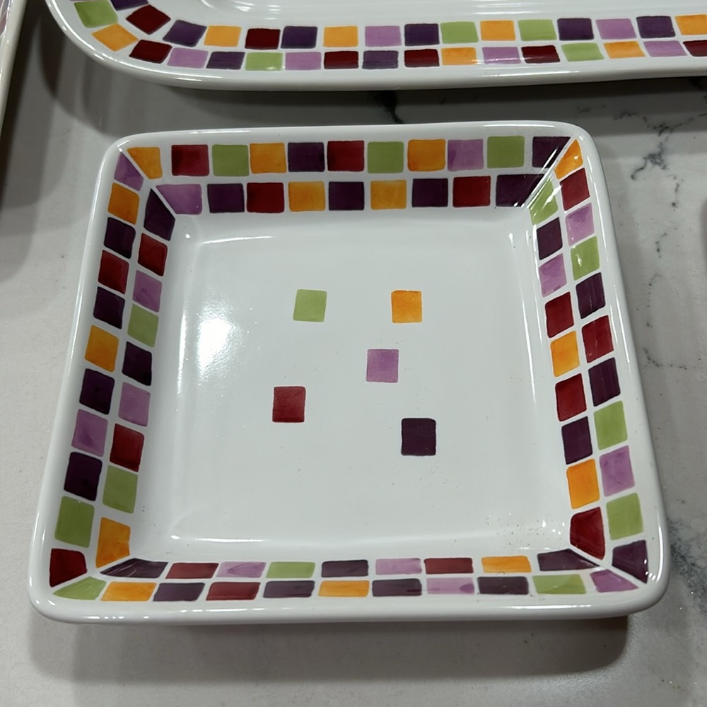 Pampered Chef “Simple Additions” Serving Tray/Platter + 4 Matching Plates - Picture 3 of 8